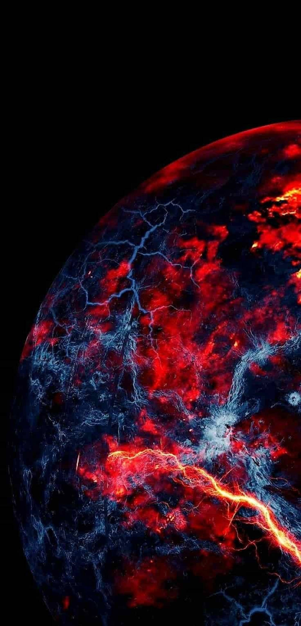 iPhone 11, red lightning, glowing blue lightning, Full HD Phone Wallpaper