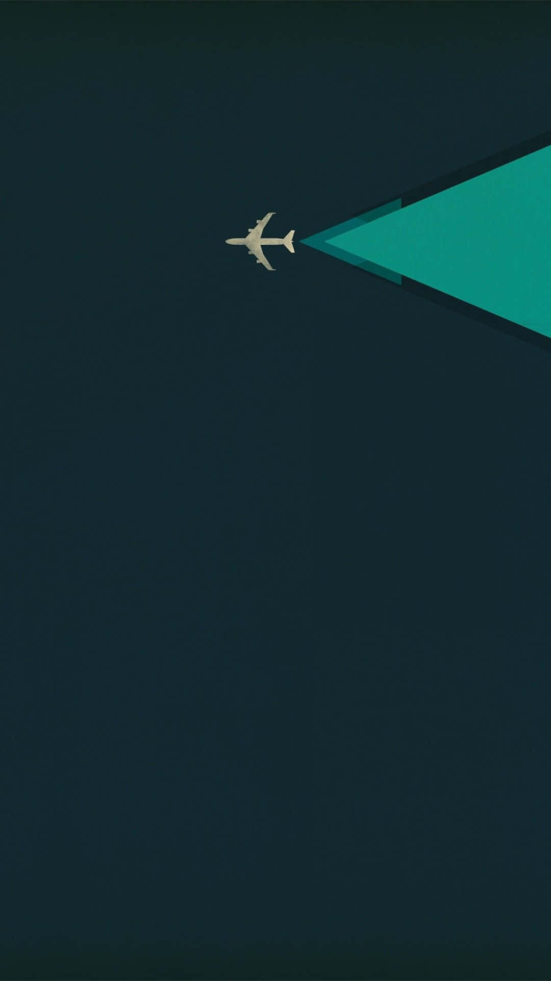 Airplane, dark teal sky, vibrant green cone of light, Full HD Phone Wallpaper