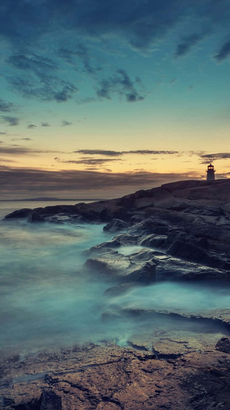 iPhone, gradient sky, lighthouse, HD Phone Wallpaper