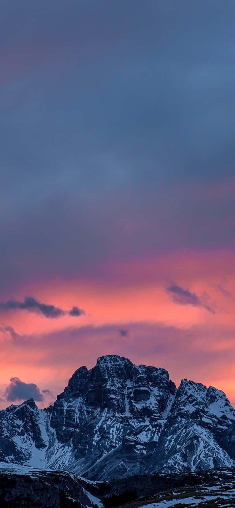 snowcapped mountain peak, vibrant pink and purple twilight sky, twilight sky, HD Phone Wallpaper