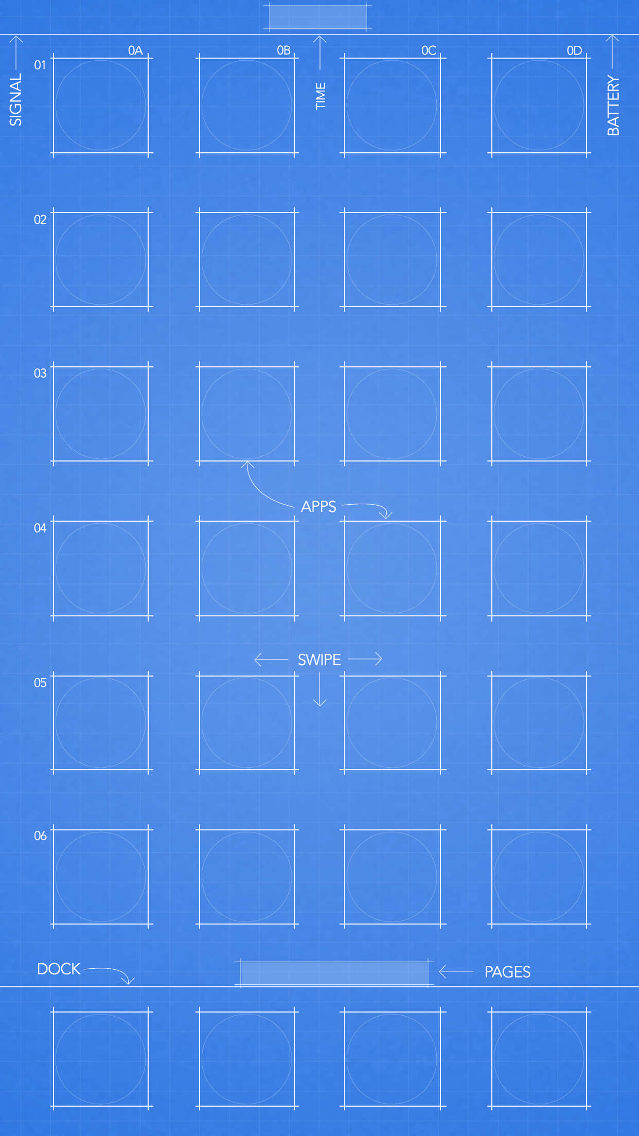 blue grid background, smartphone interface layout, labeled sections, Full HD Phone Wallpaper