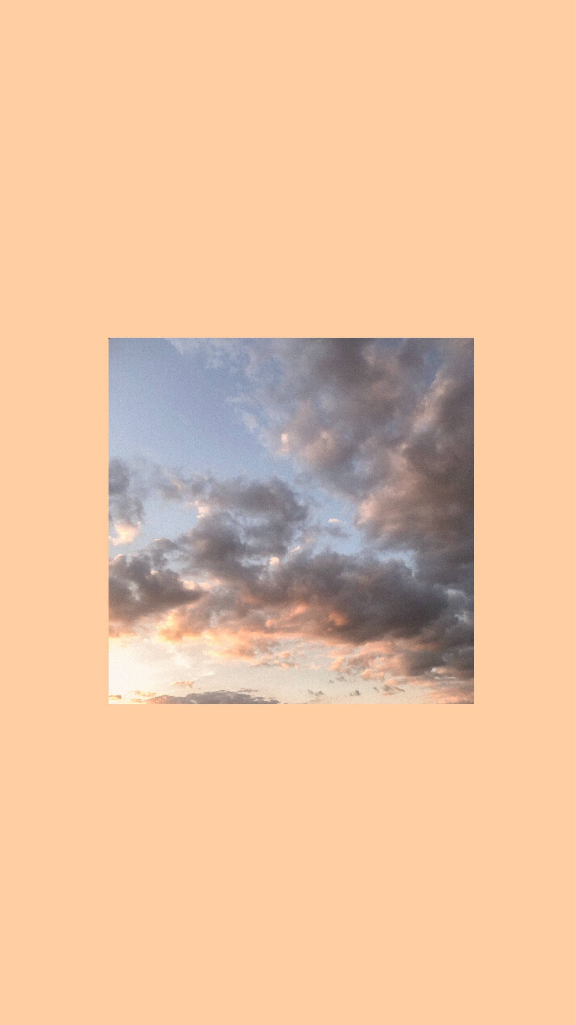 iPhone Home Screen, sunset sky, soft pink and blue clouds, 2K Phone Wallpaper