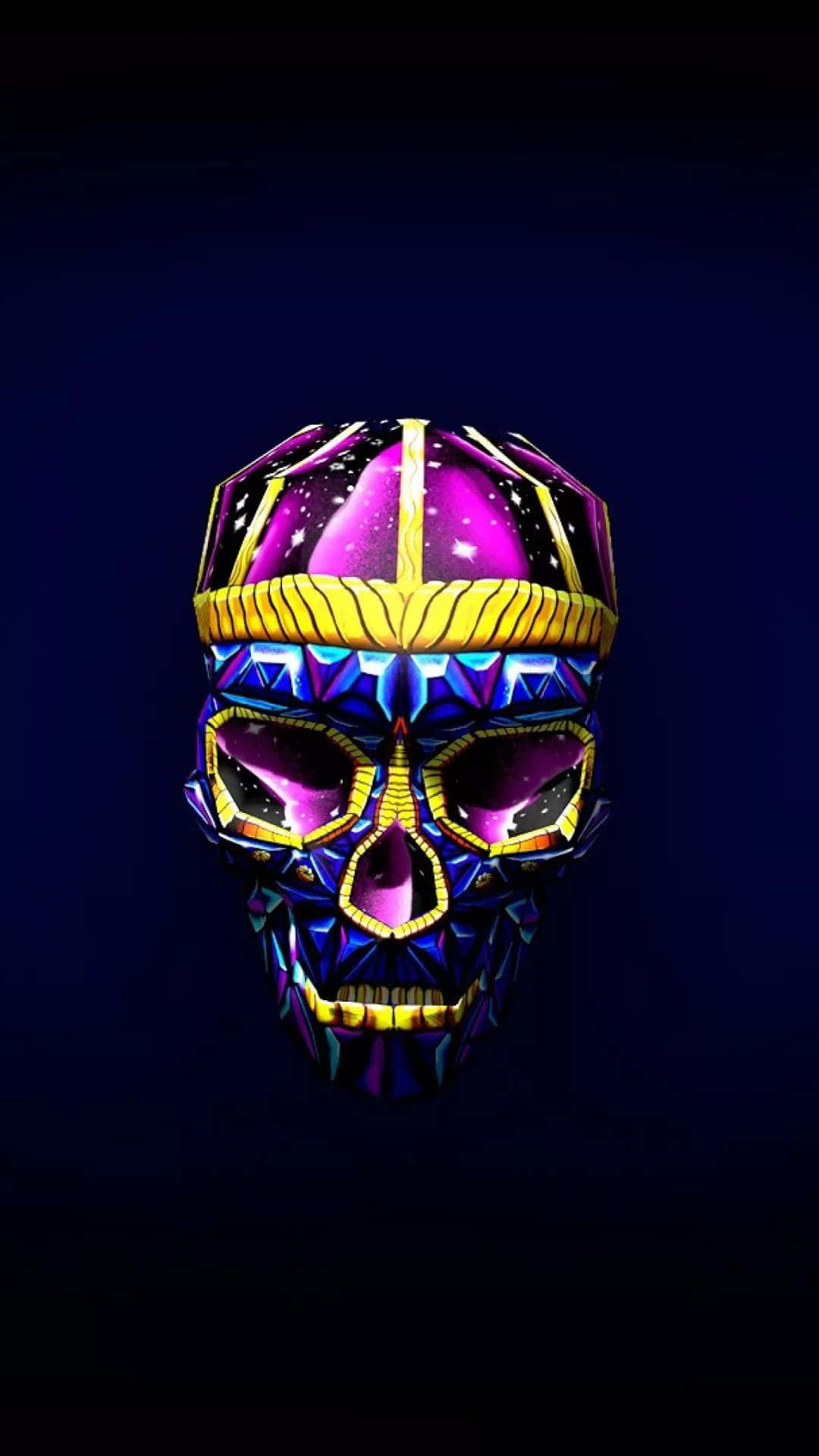 colorful skull, crown, vibrant purple, Full HD Phone Wallpaper
