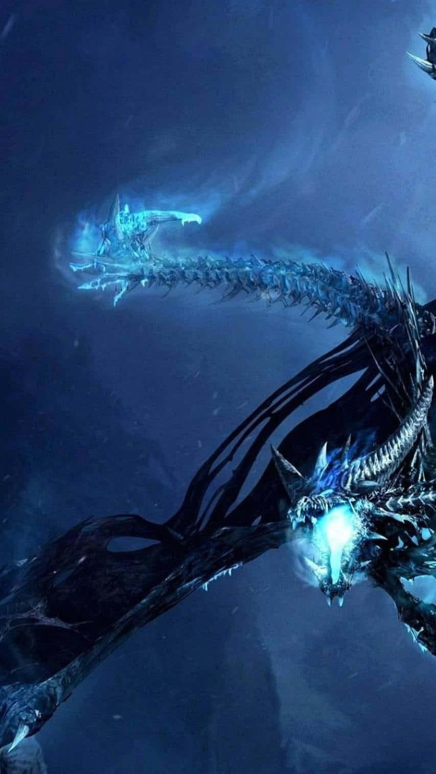 ice dragon, glowing blue eyes, frost-covered wings, HD Phone Wallpaper