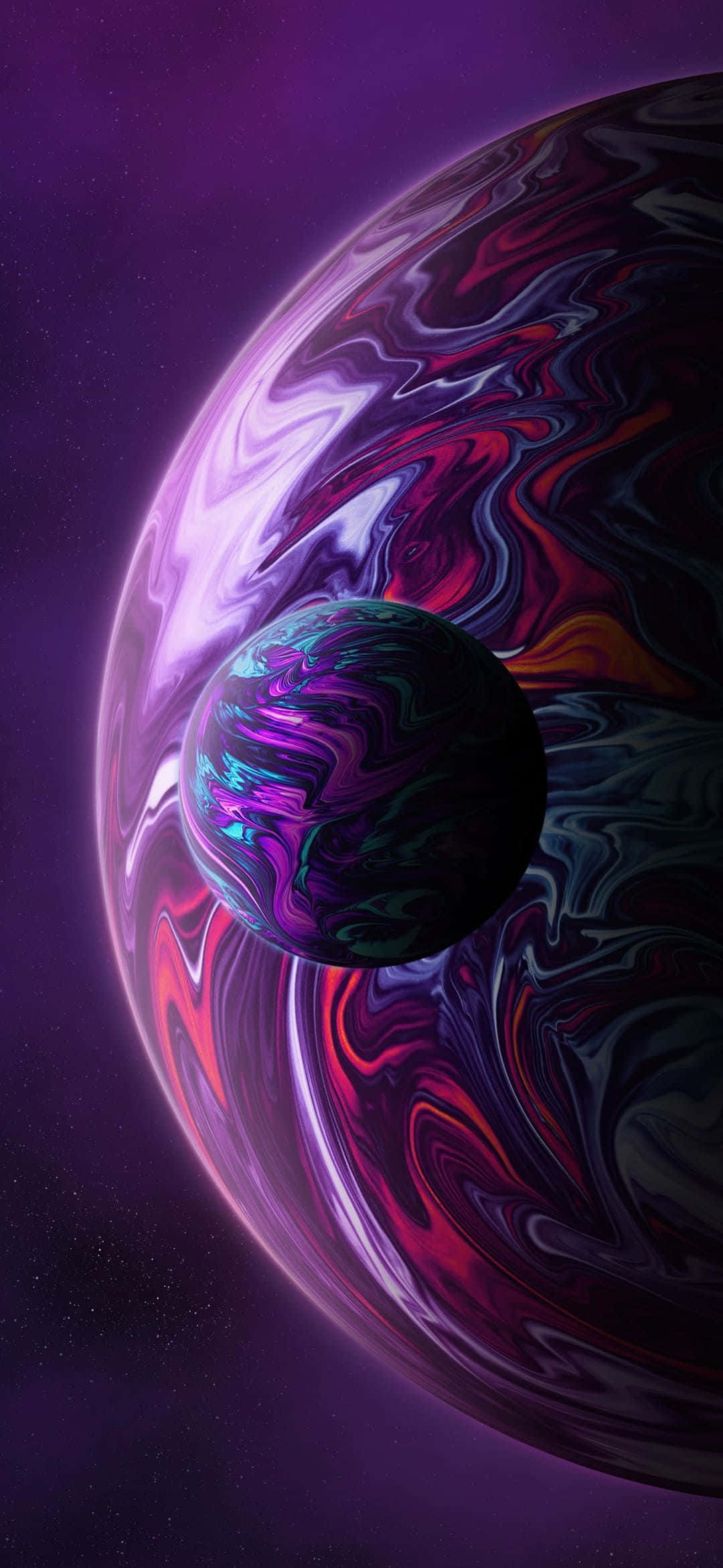purple, swirling planets, iridescent marbled surfaces, Full HD Phone Wallpaper