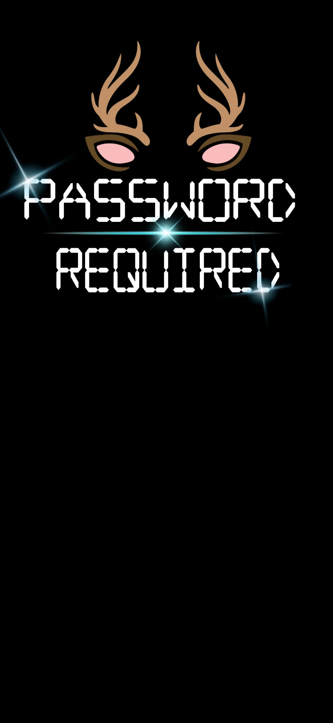 password required, glowing antler eyes, glowing digital text, Full HD Phone Wallpaper