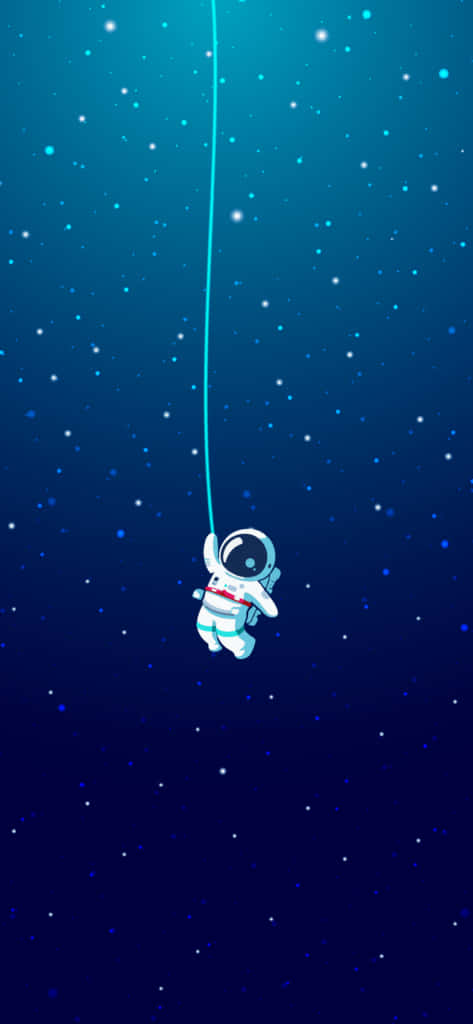 astronaut, glowing rope, starry deep blue night sky, SD Phone Wallpaper
