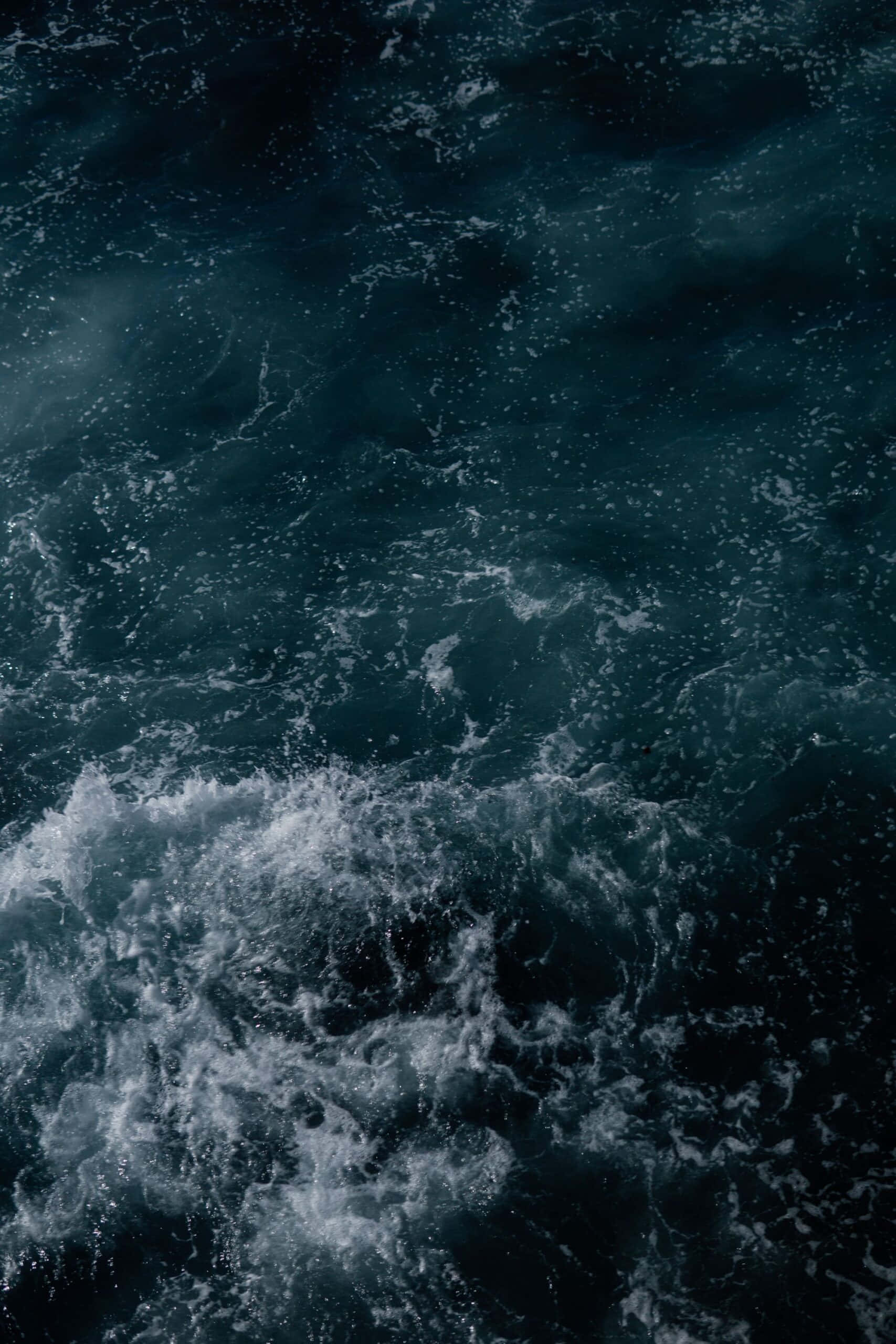 dark teal, ocean waves, white foam, 2K Phone Wallpaper