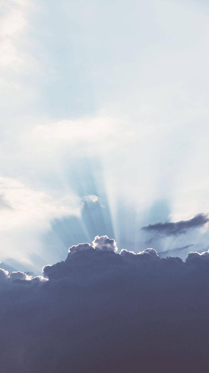 iPhone XS Max, clouds, sunlight beams, HD Phone Wallpaper