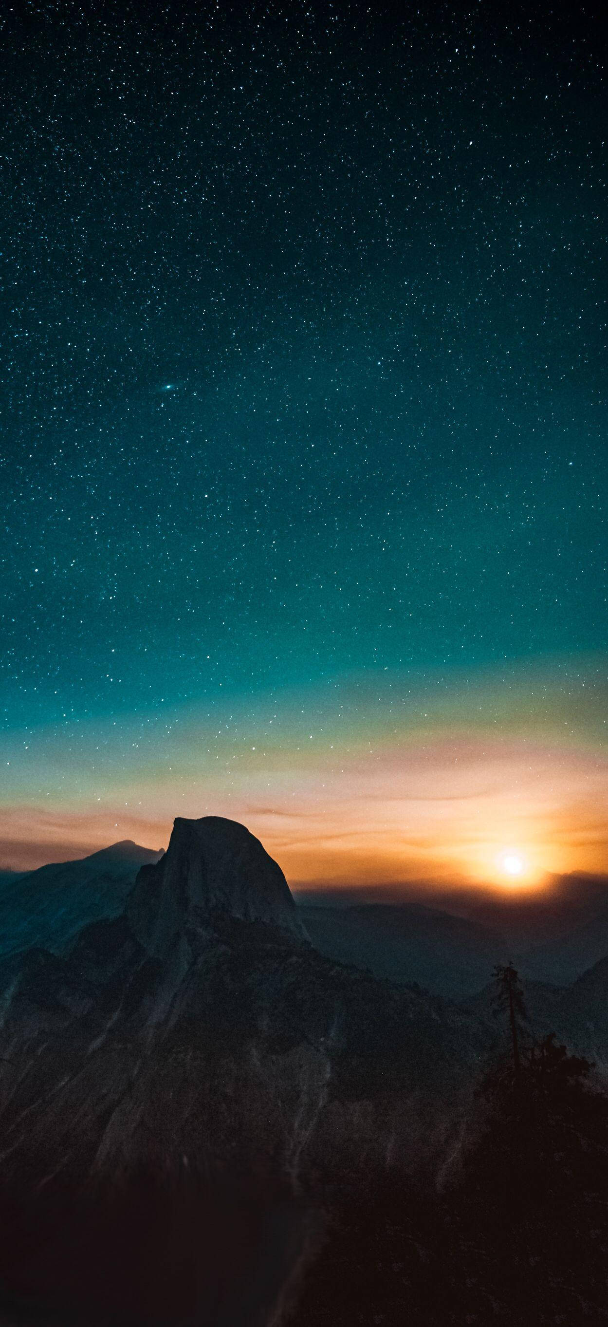 iPhone XS Max, starry mountain, twilight sky, 2K Phone Wallpaper