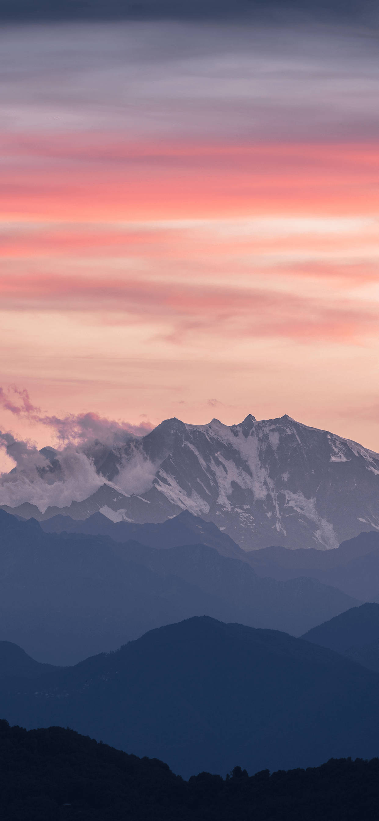 iPhone XS Max, dusk, mountains, 2K Phone Wallpaper