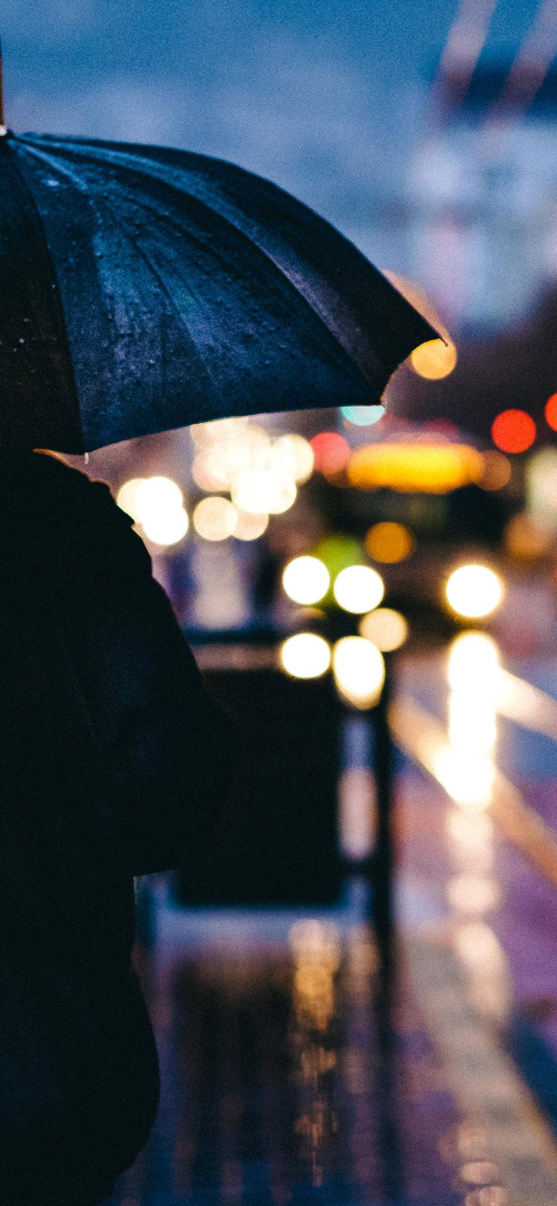 iPhone XS Max, black umbrella, rain, Full HD Phone Wallpaper