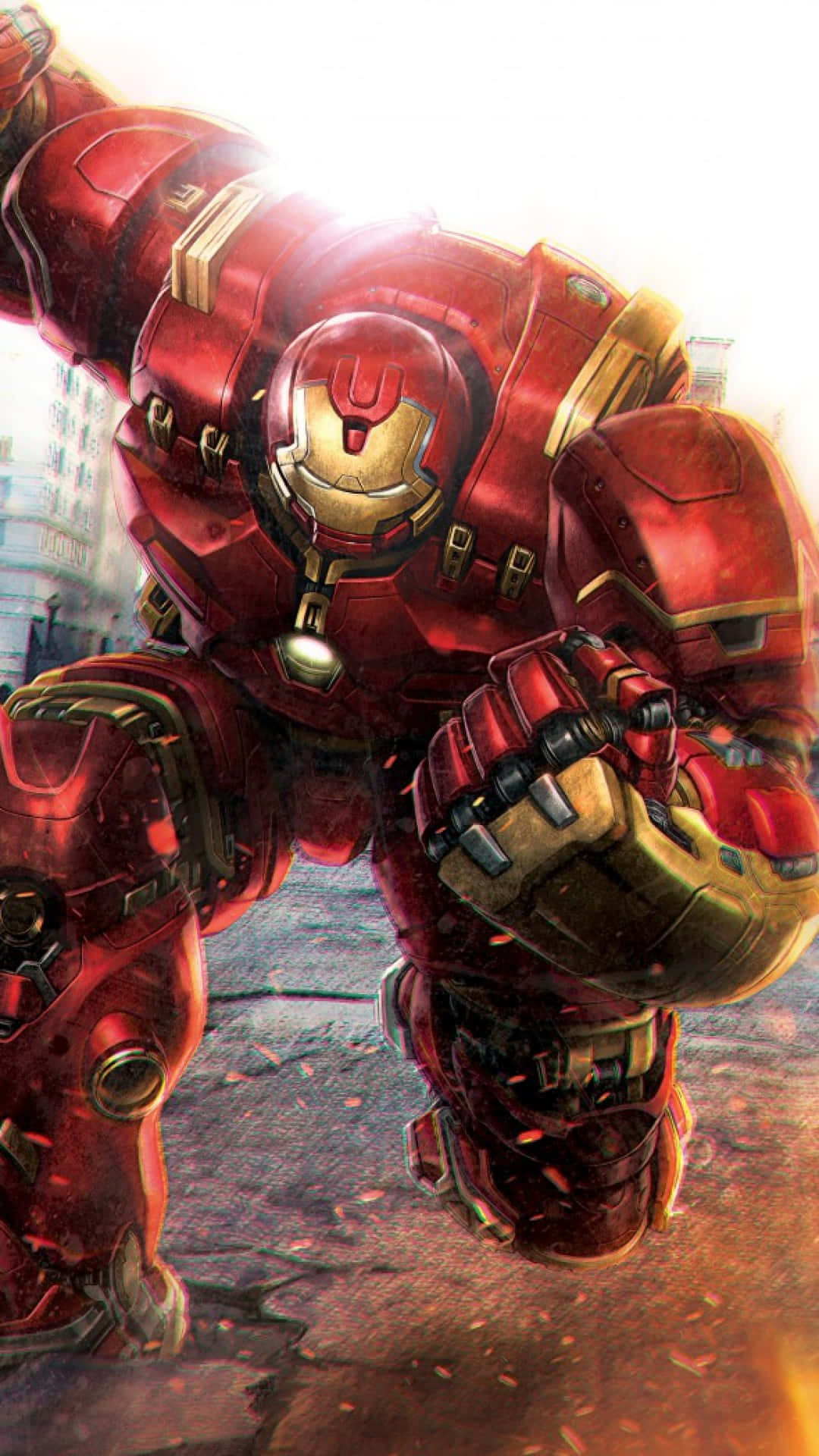 Iron Man, red and gold armored, dynamic battle pose, Full HD Phone Wallpaper