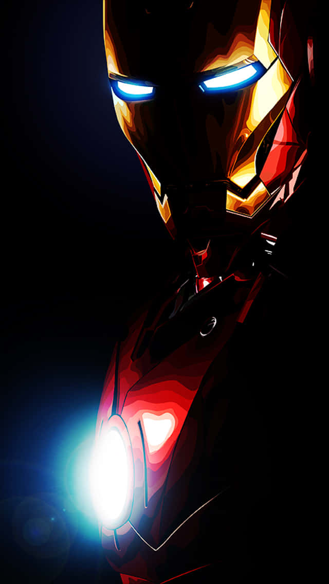 Iron Man, glowing helmet, chest arc reactor, SD Phone Wallpaper