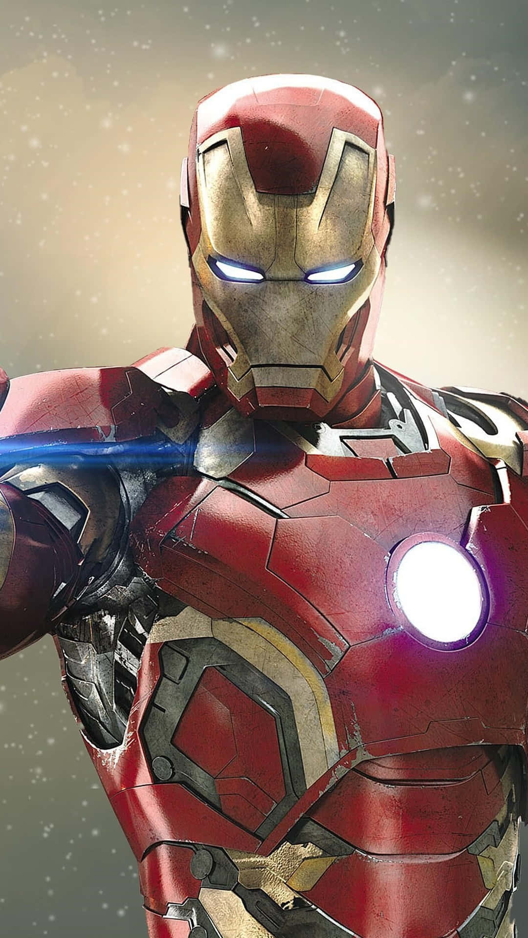 Iron Man, red gold armor, glowing eyes, Full HD Phone Wallpaper
