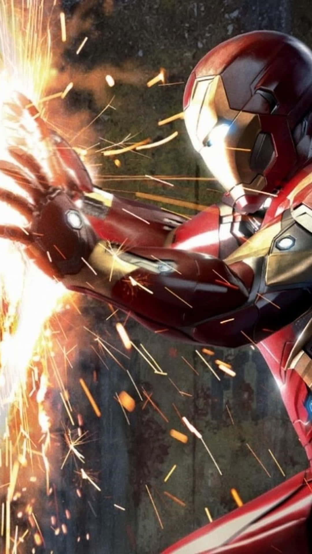 Iron Man, red and gold armor, fiery sparks, Full HD Phone Wallpaper