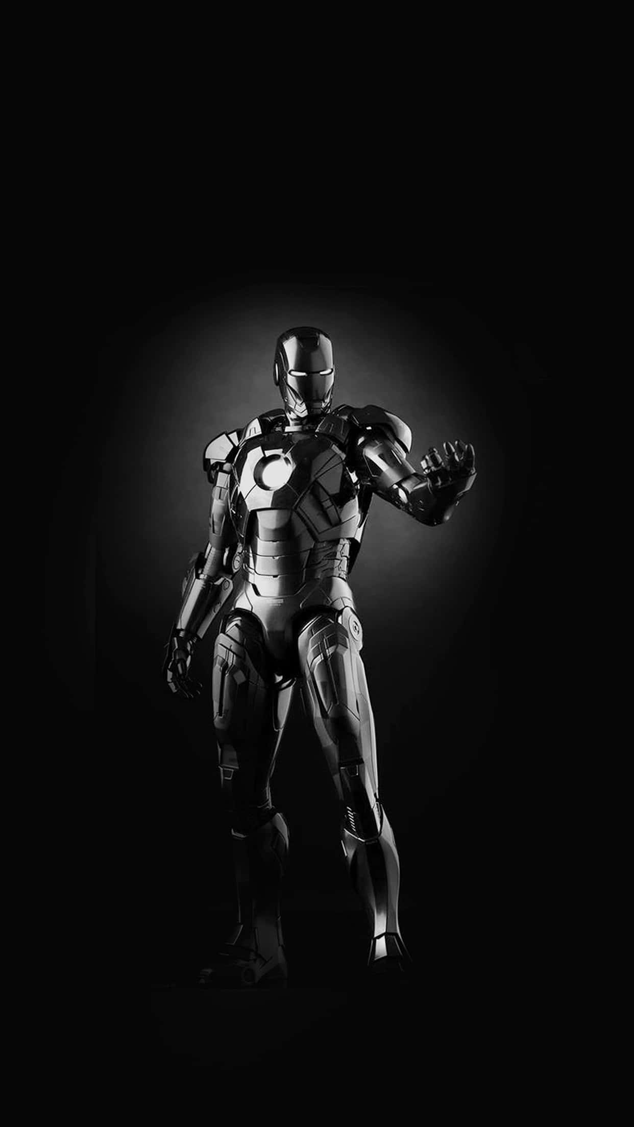 Iron Man, metallic iron man suit, dark backdrop, Full HD Phone Wallpaper