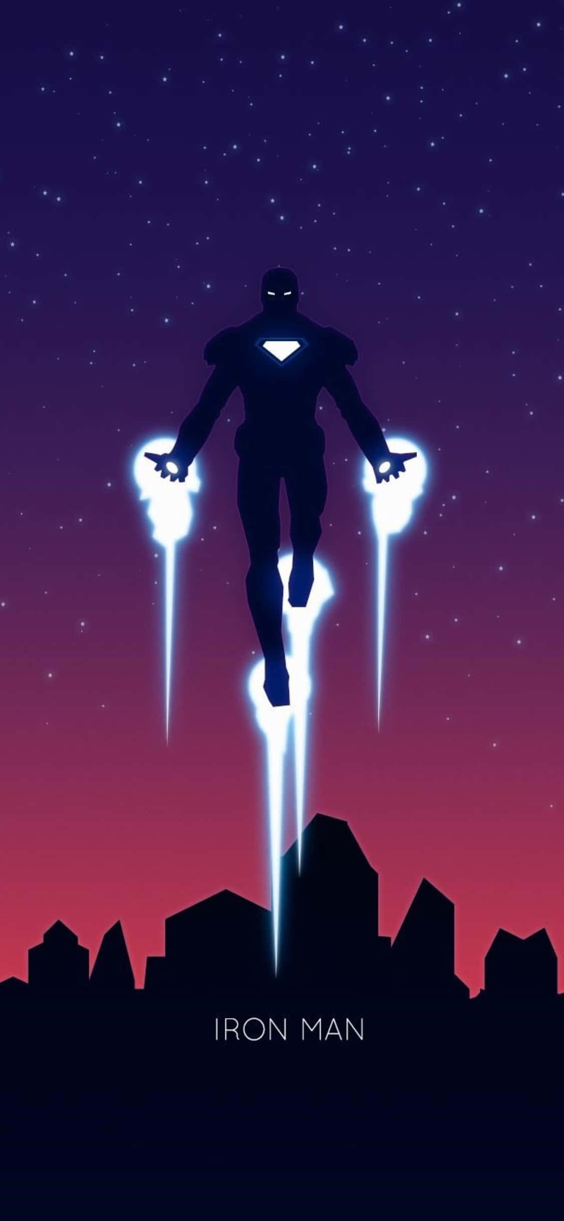 Iron Man, city skyline, starry twilight sky, Full HD Phone Wallpaper