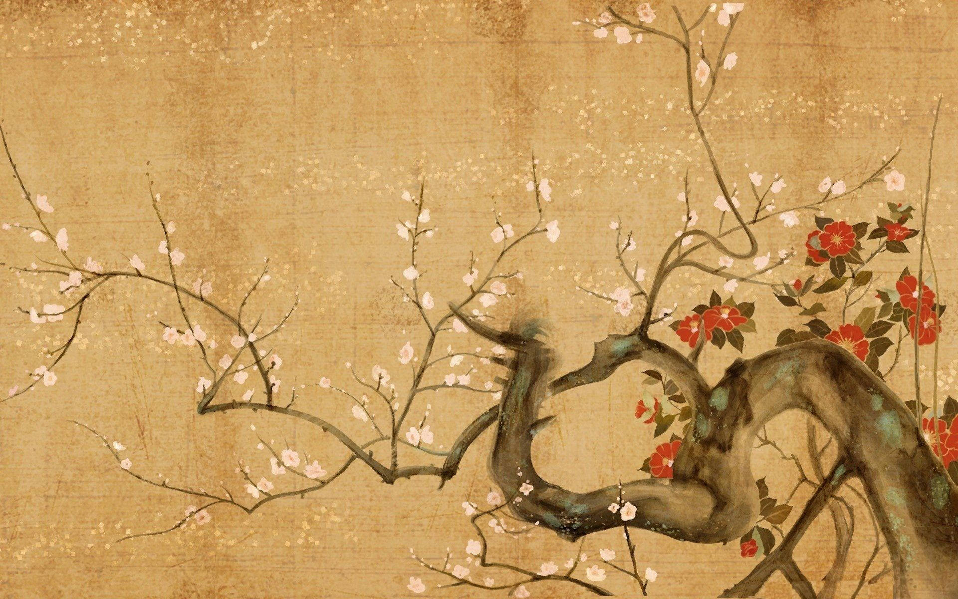 Traditional Japanese Art, pink, red, Full HD Desktop Wallpaper