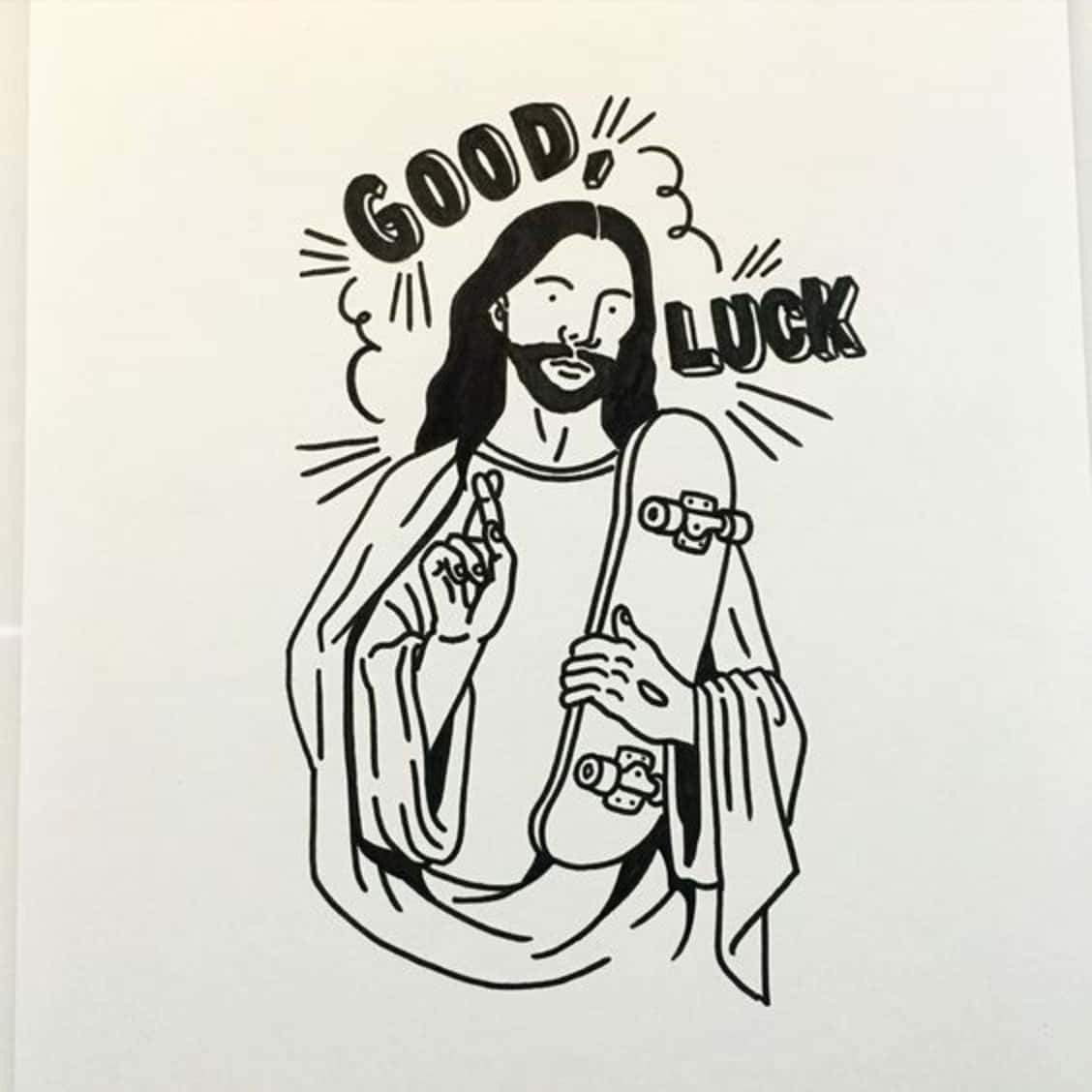 Cool Jesus, black and white line drawing, Jesus, SD Desktop Wallpaper