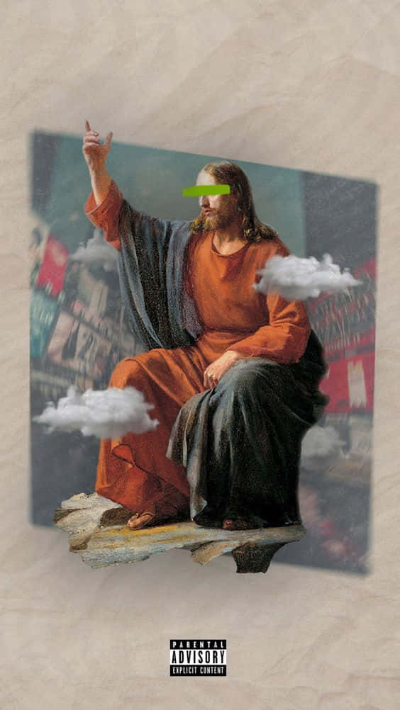 Jesus, cloud, broken stone slab, SD Phone Wallpaper