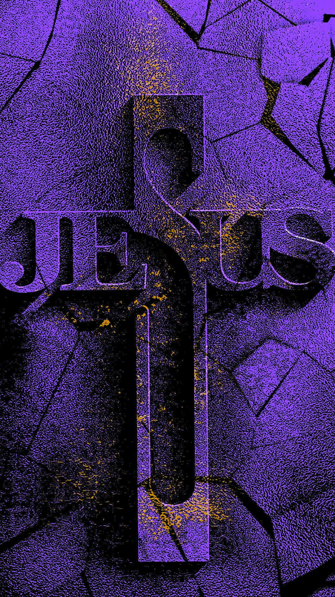 Cool Jesus, purple Jesus text, cracked textured surface, Full HD Phone Wallpaper