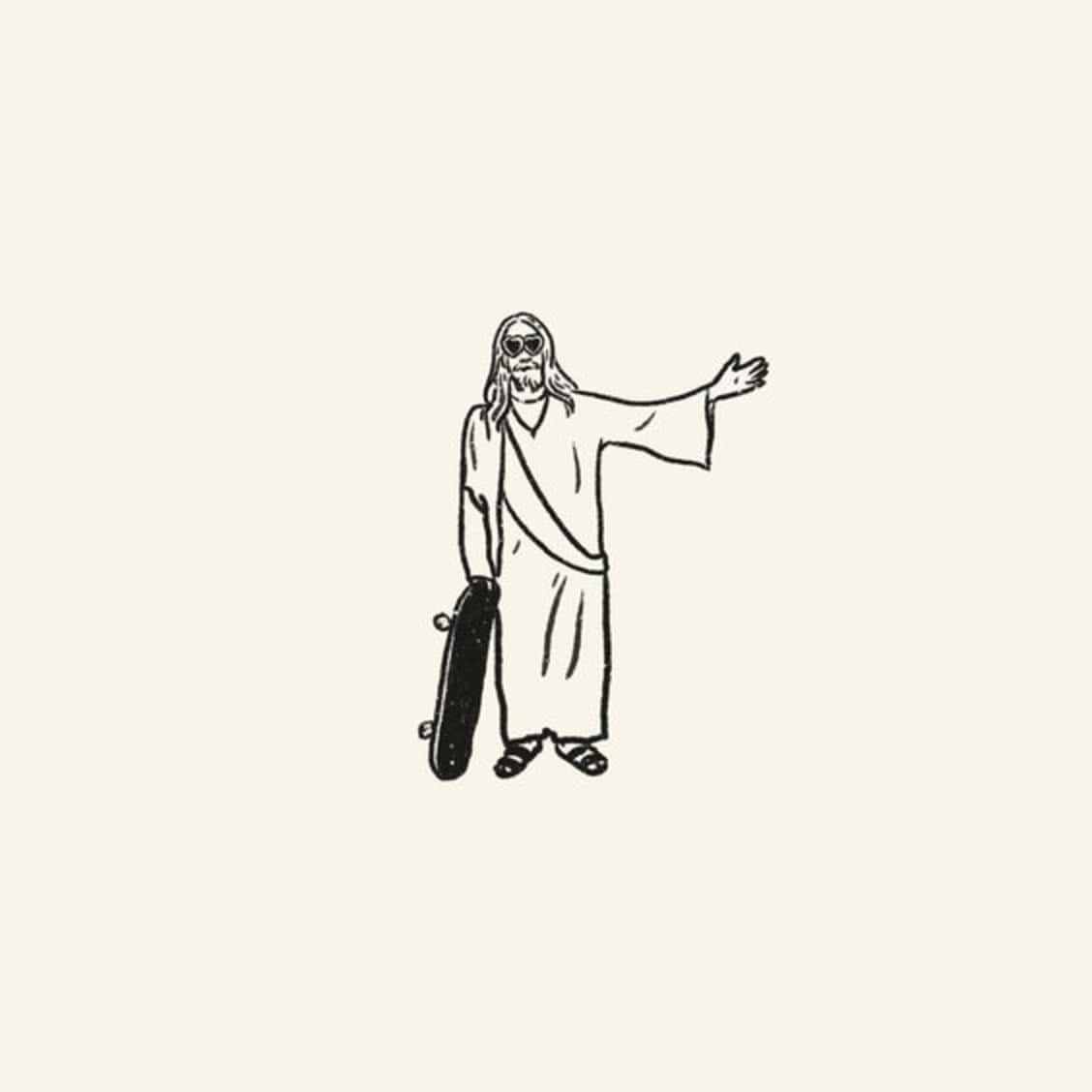 Cool Jesus, skateboard, sunglasses, SD Desktop Wallpaper