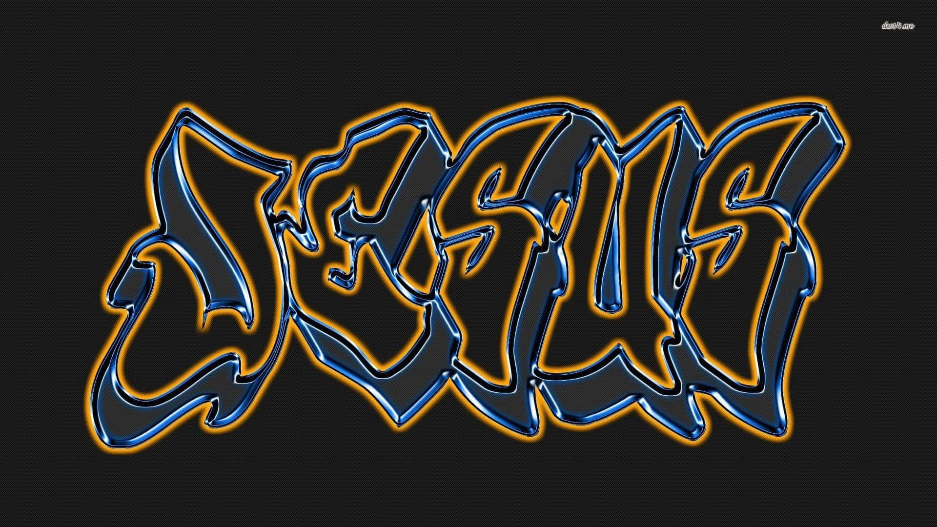 Cool Jesus, blue, gold, Full HD Desktop Wallpaper