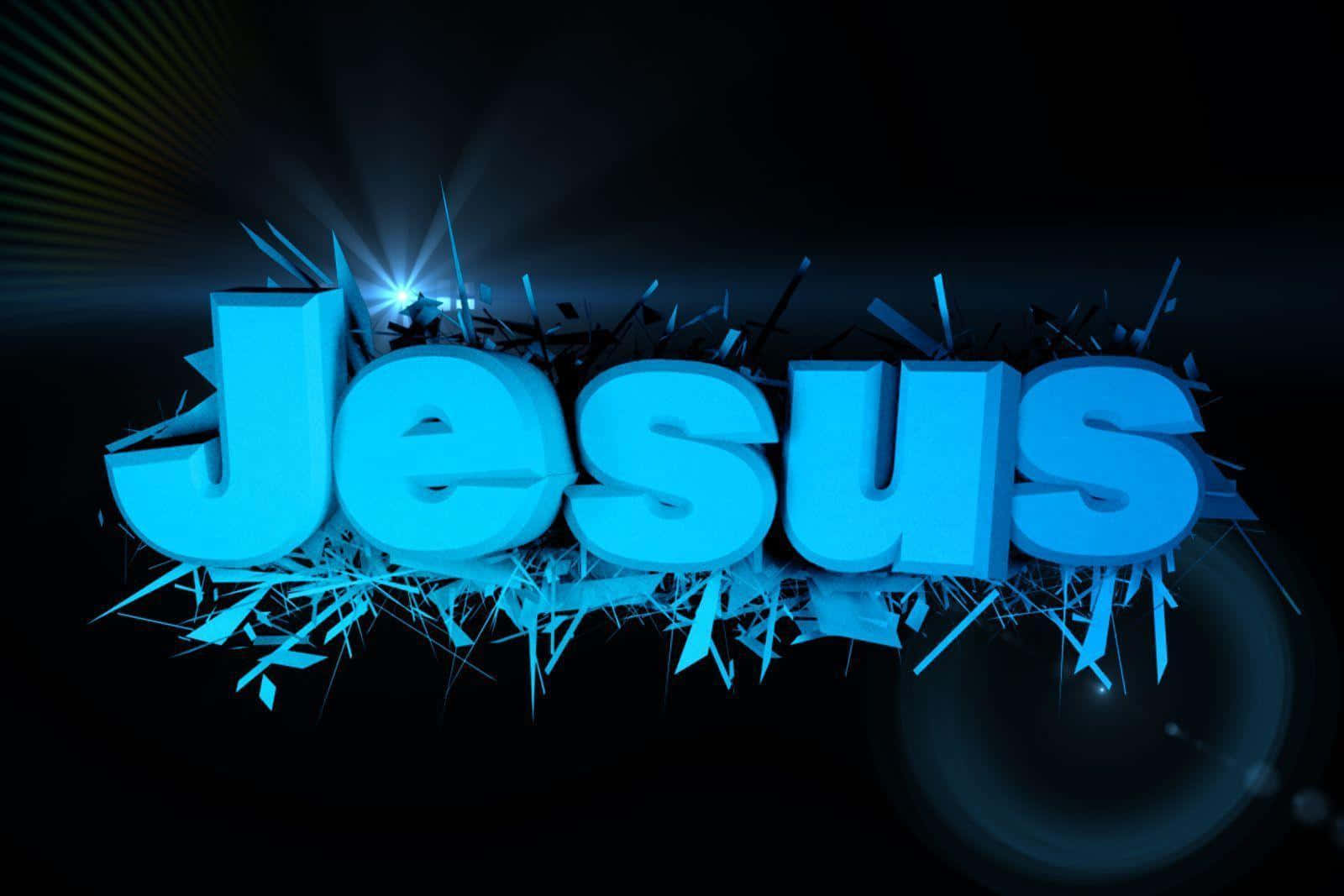 Cool Jesus, bold blue 3d letters, Jesus, HD Desktop Wallpaper