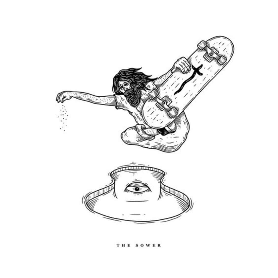 Cool Jesus, bearded man, skateboard, SD Desktop Wallpaper