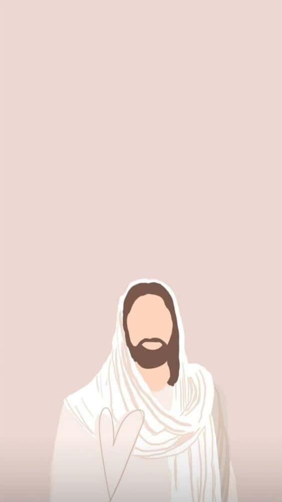 bearded figure, white robe, soft pink background, SD Phone Wallpaper