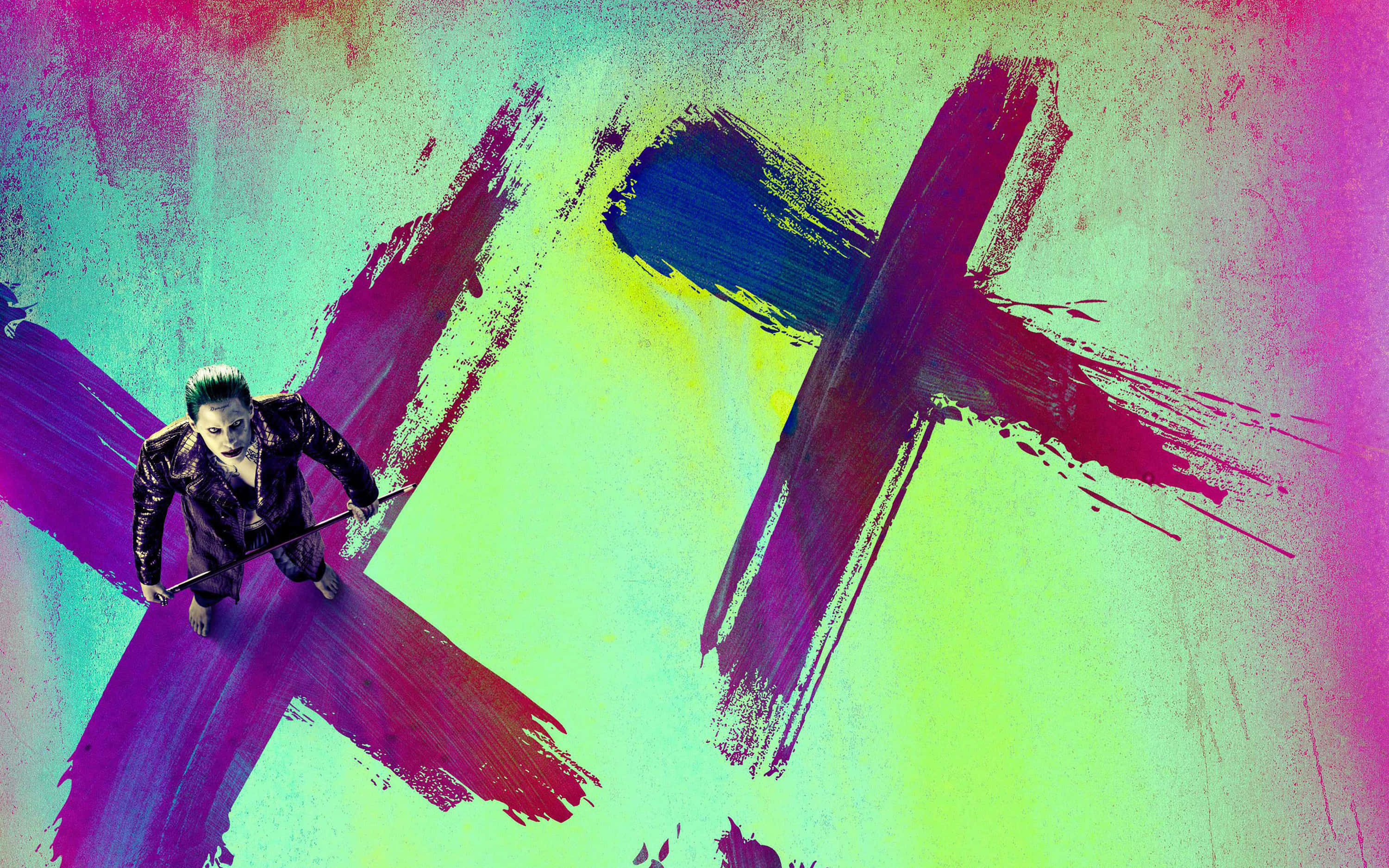 Cool Joker, purple X, neon pink, 2K Desktop Wallpaper