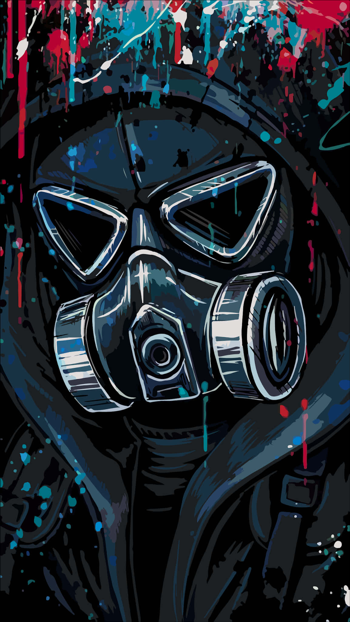 Cool Joker, gas mask, vibrant paint splatters, Full HD Phone Wallpaper