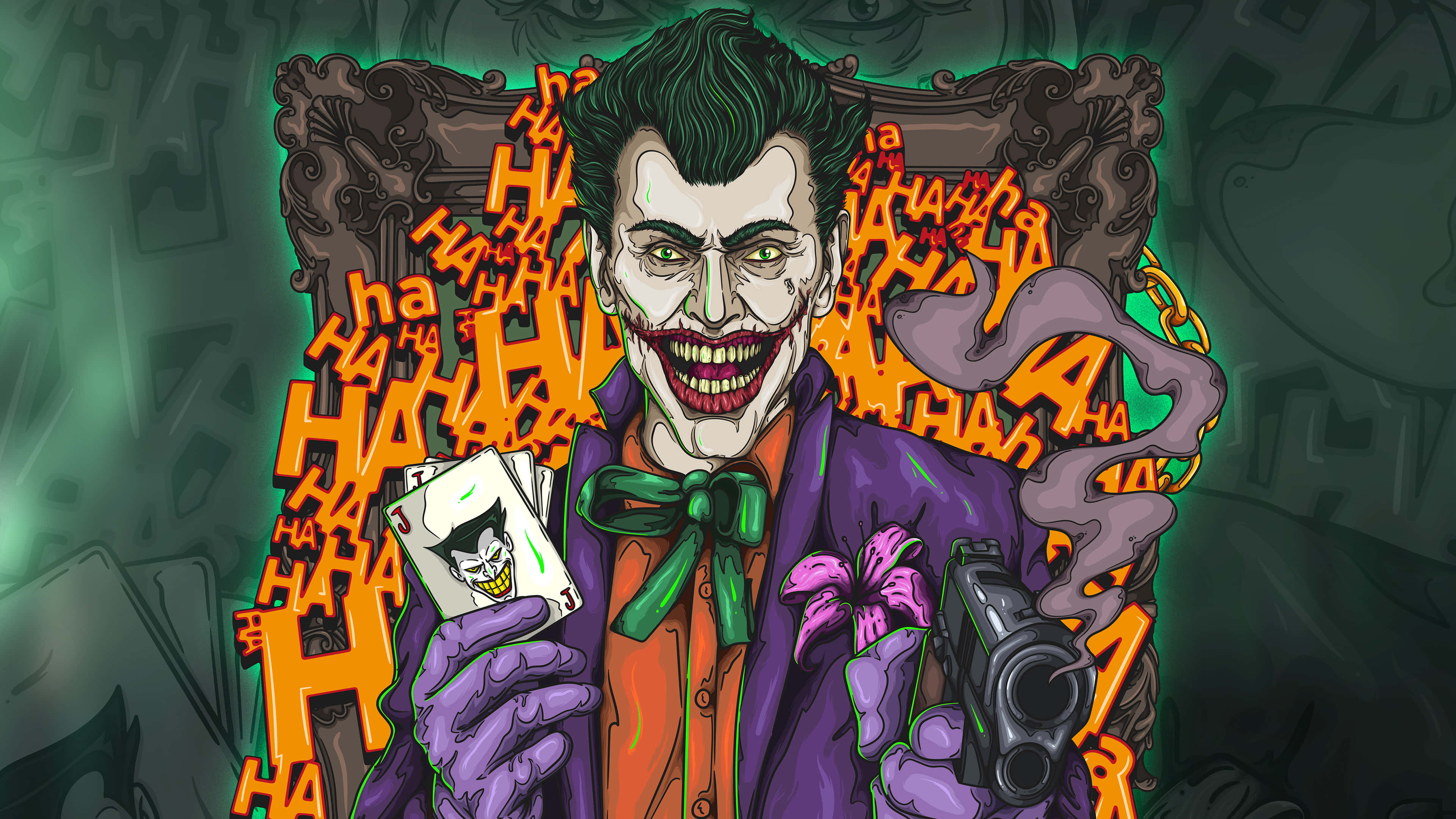 Joker, green hair, purple suit, 4K Desktop Wallpaper