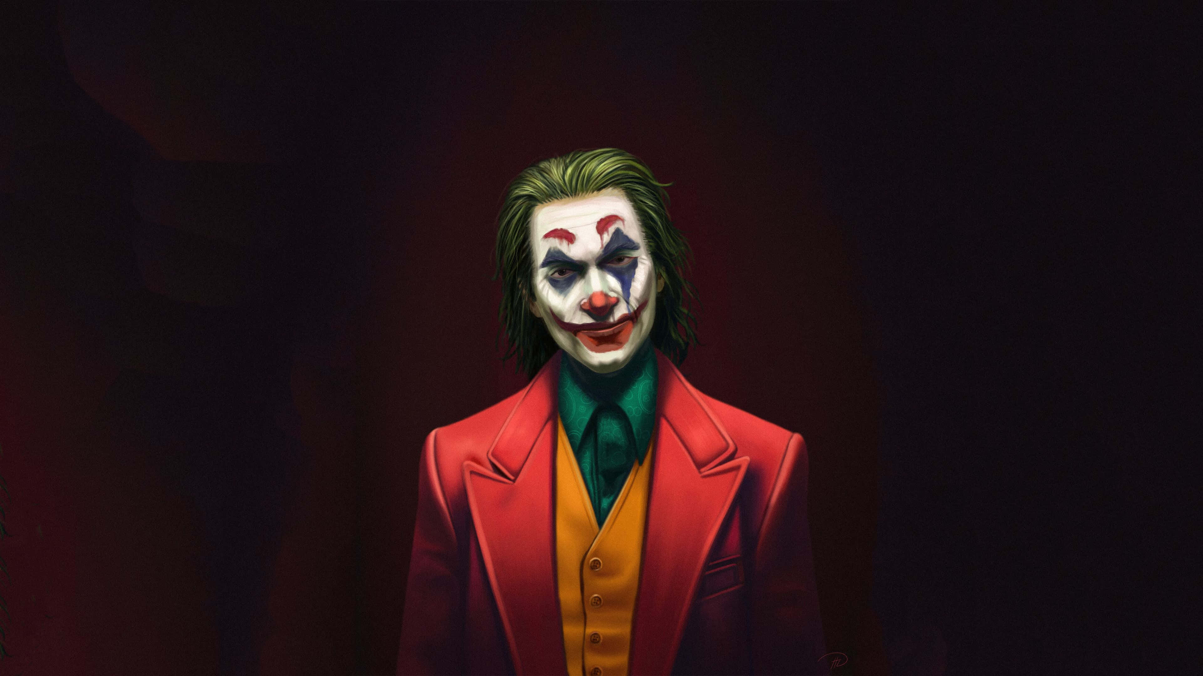Cool Joker, red suit, green hair, 4K Desktop Wallpaper