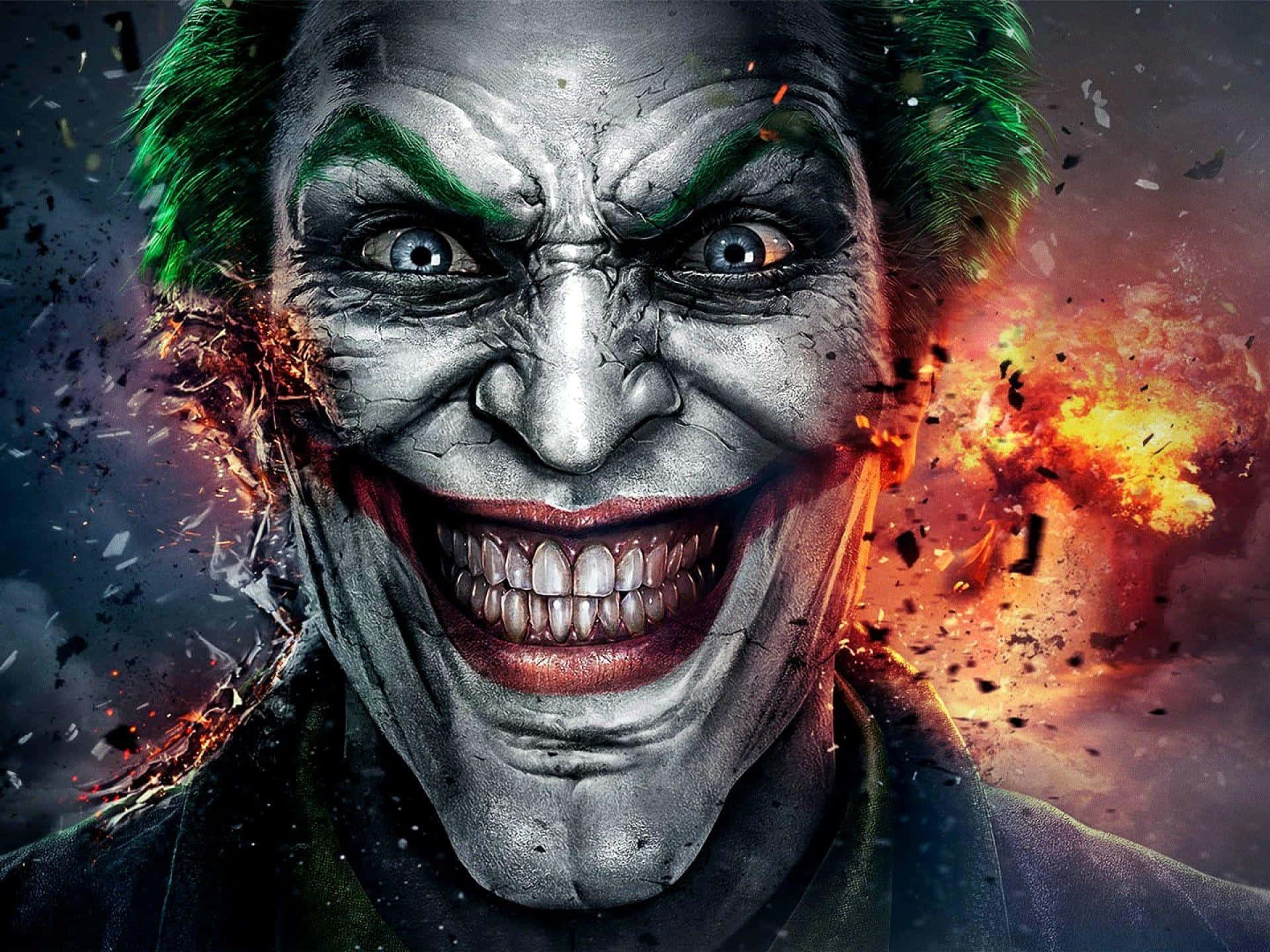 Joker, green hair, wide grin, Full HD Desktop Wallpaper