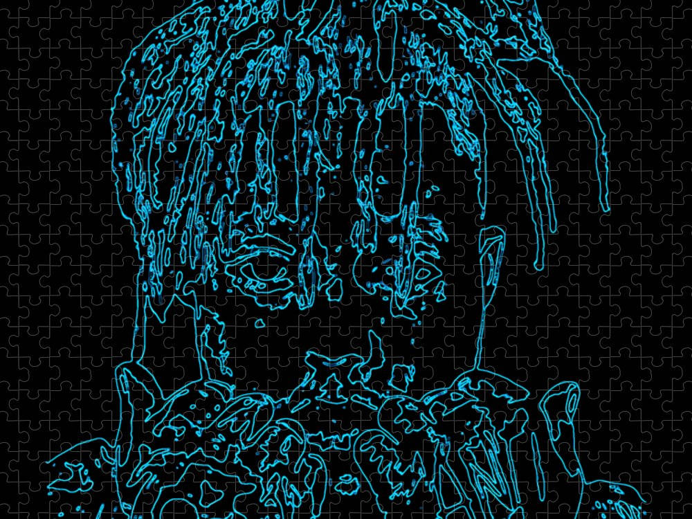 Cool Juice WRLD, blue, neon outline, SD Desktop Wallpaper