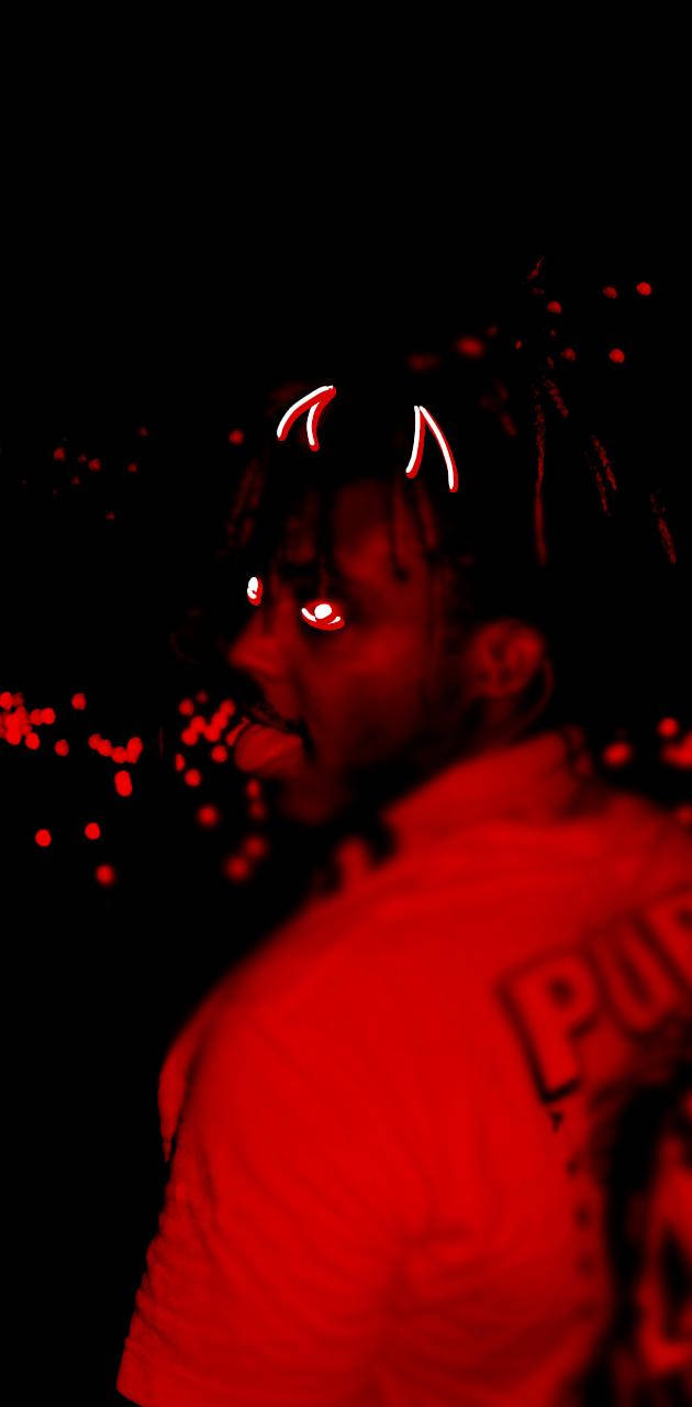 Cool Juice WRLD, glowing red eyes, devil horns, HD Phone Wallpaper