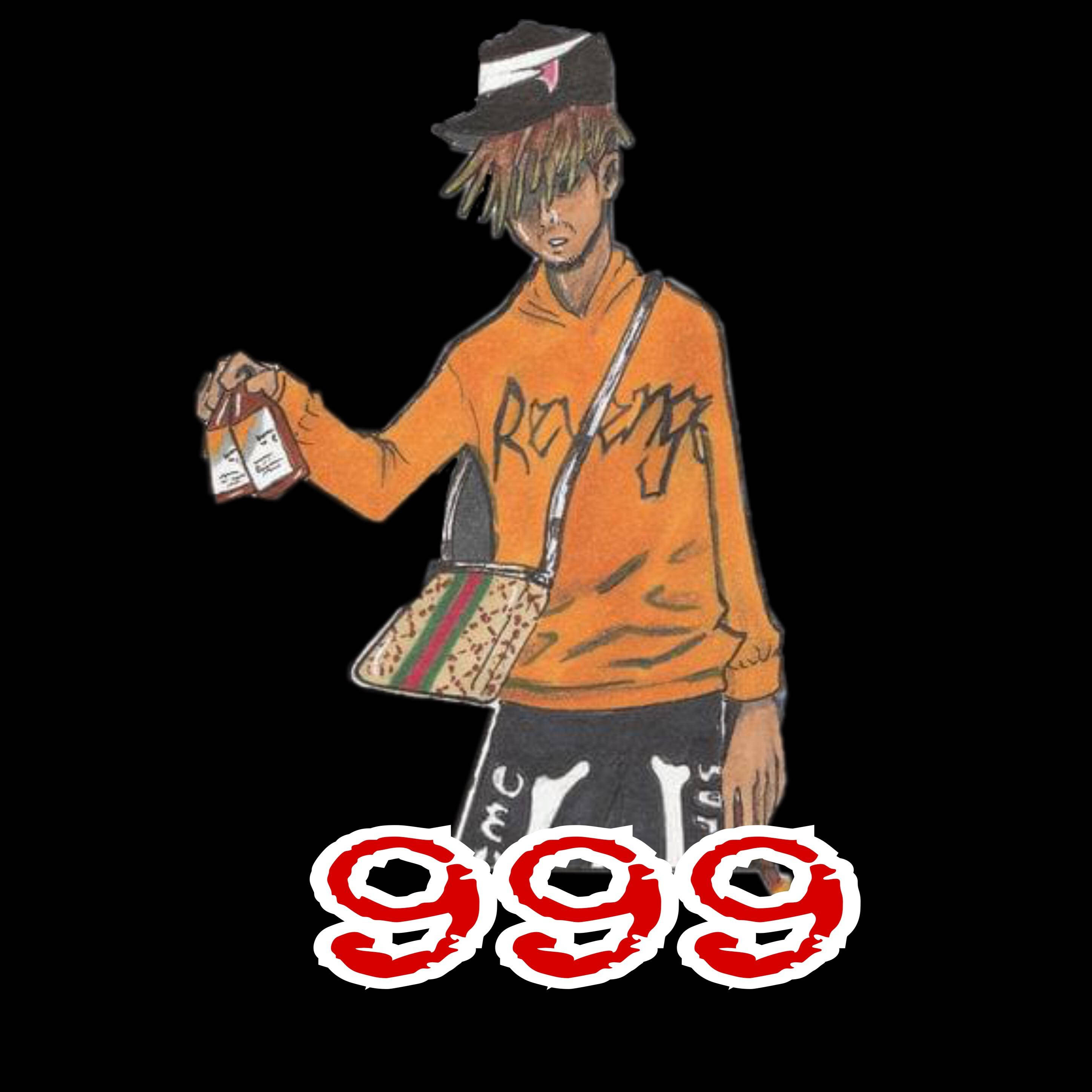 Juice Wrld, anime character, orange hoodie, 2K Desktop Wallpaper