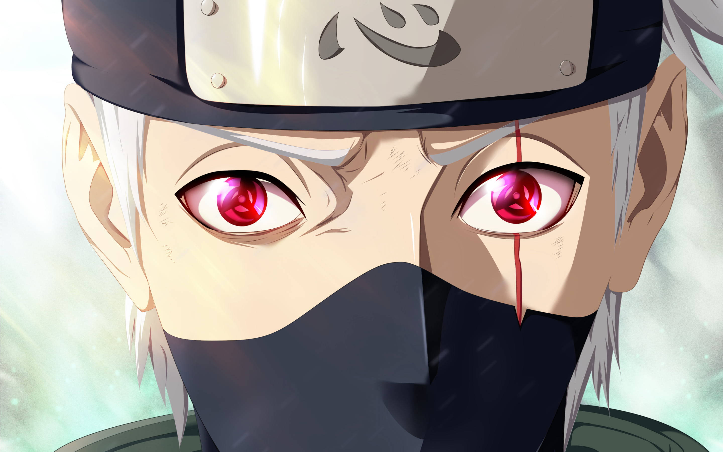 Cool Kakashi, red eyes, forehead protector, 2K Desktop Wallpaper