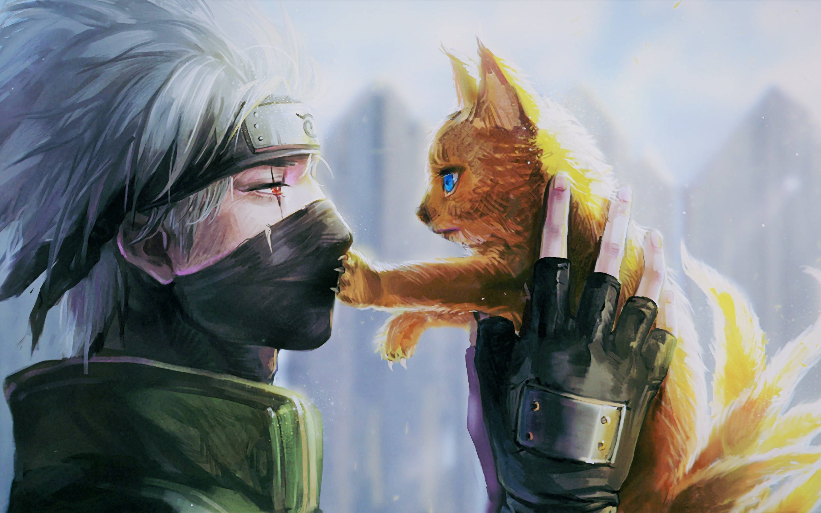 Cool Kakashi, Kakashi, spiky white hair, 2K Desktop Wallpaper