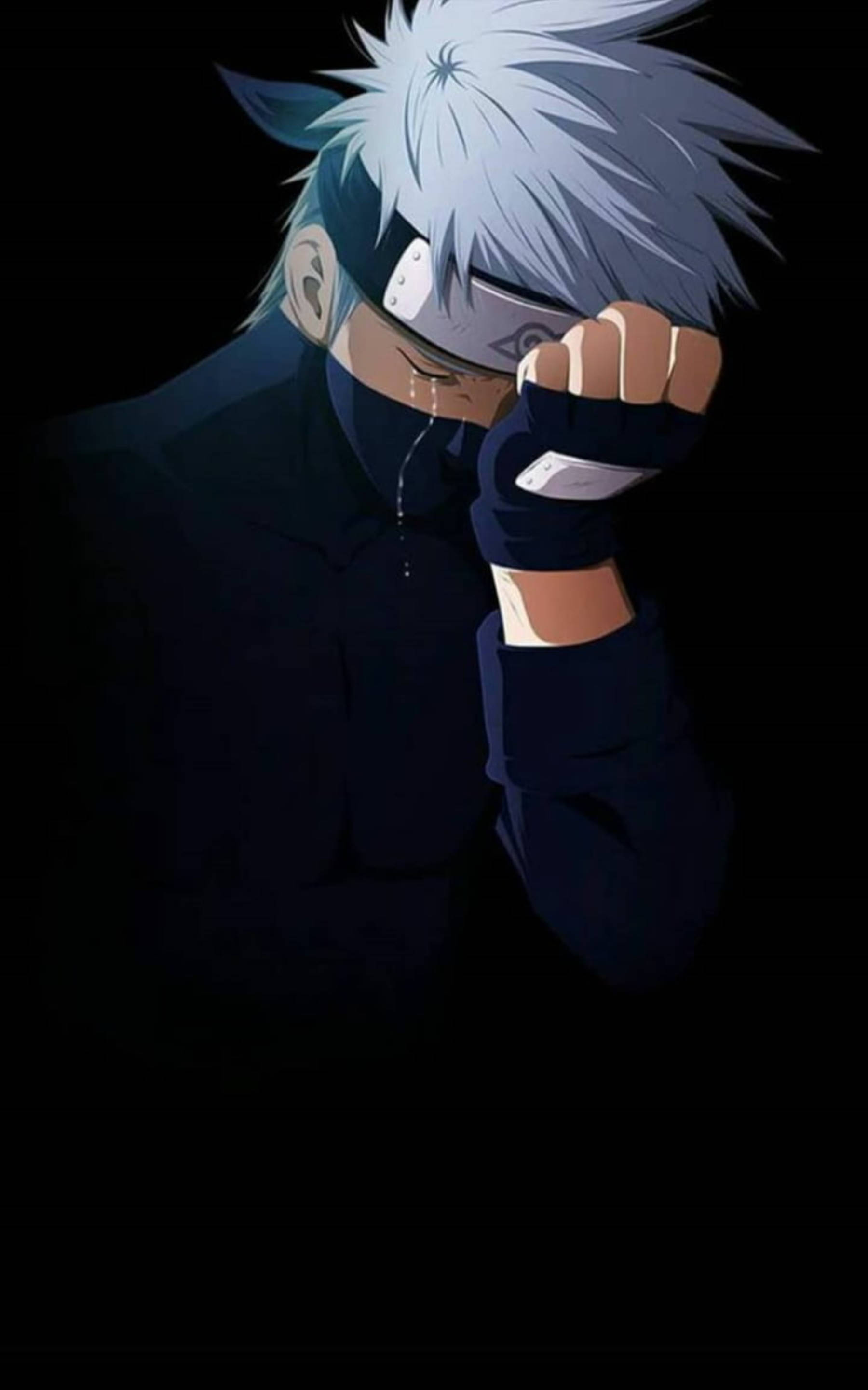 Cool Kakashi, spiky silver-haired, dark attire, 2K Phone Wallpaper