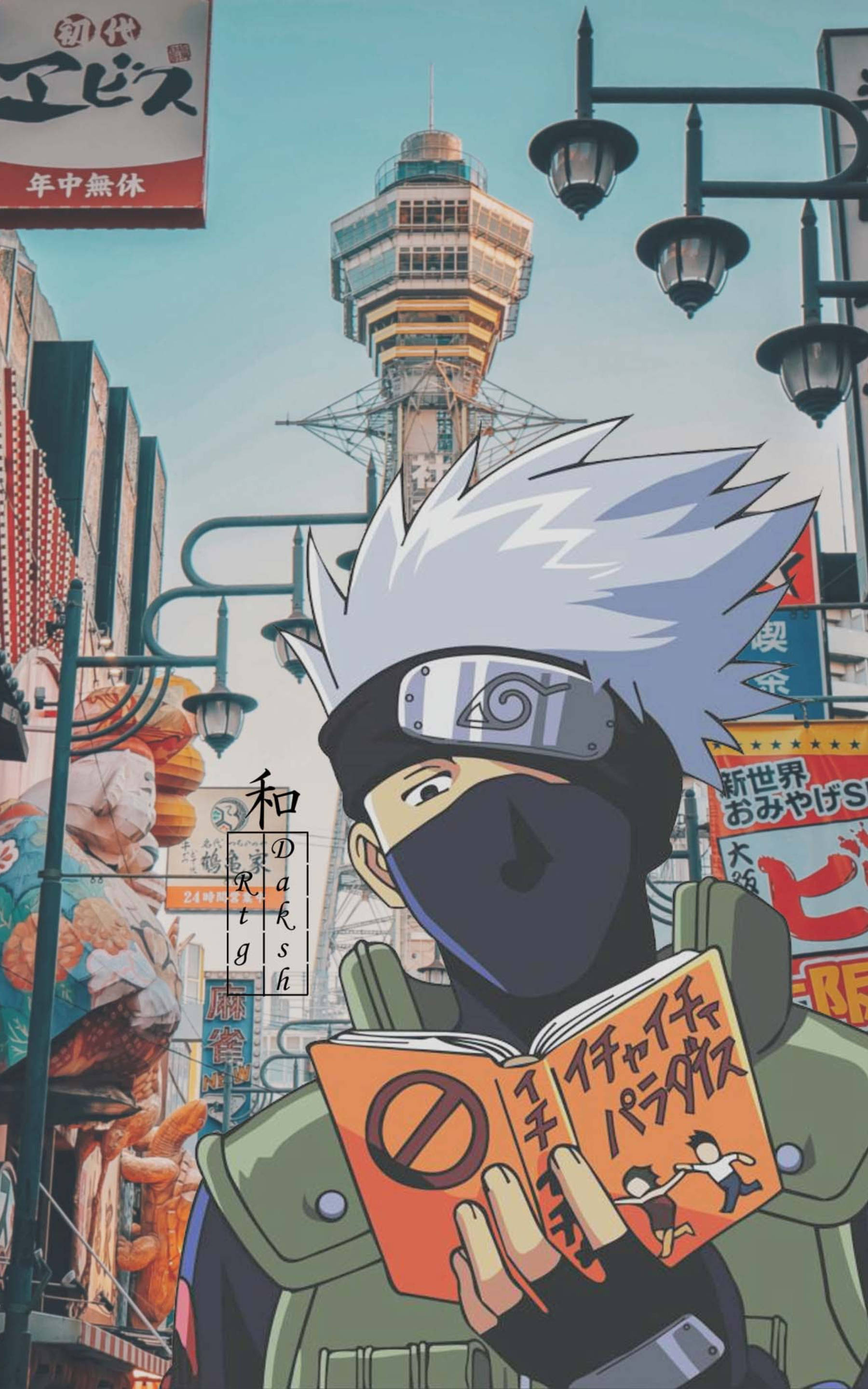 Kakashi, manga, neon signs, 2K Phone Wallpaper