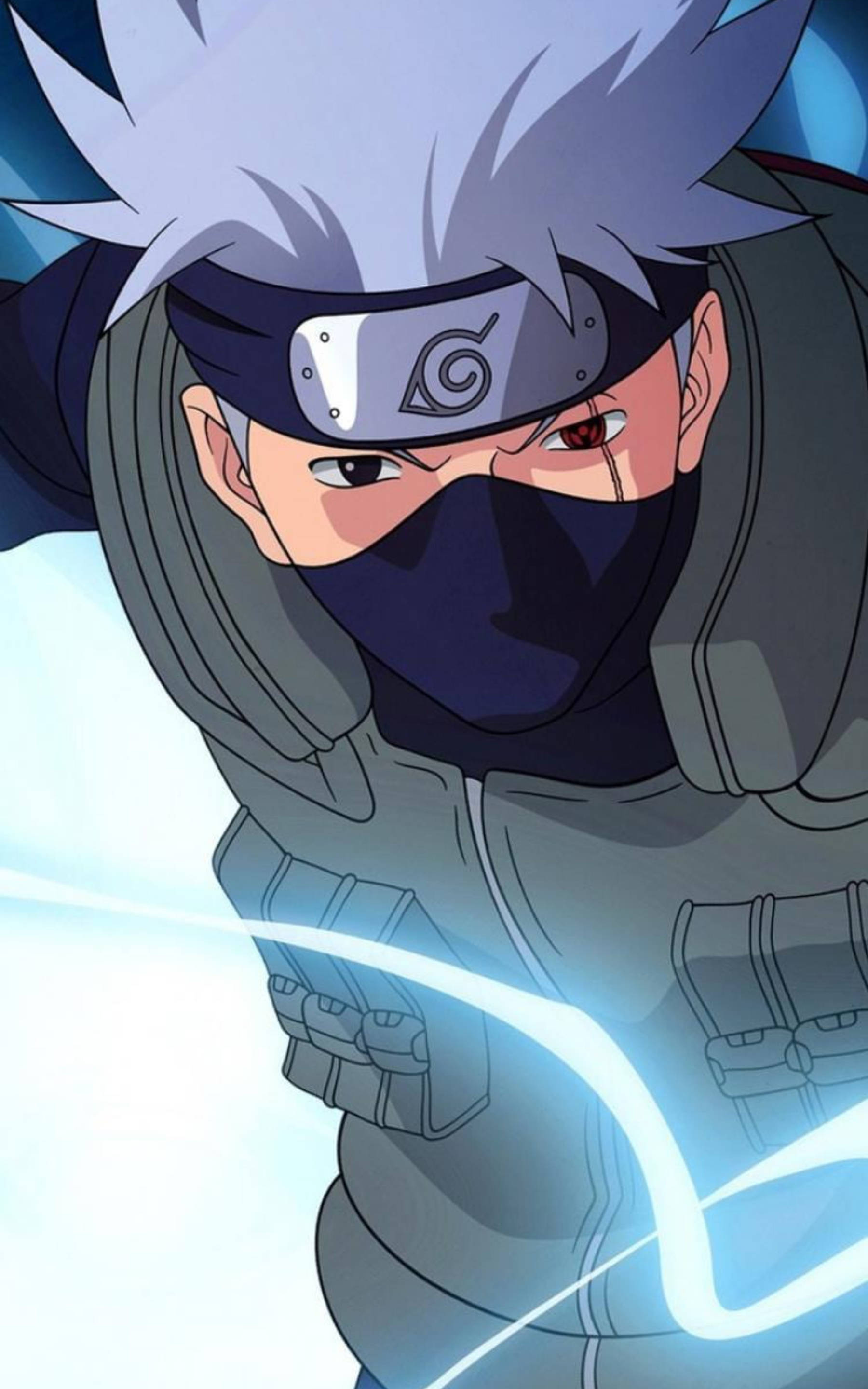 Kakashi, silver hair, red eye, 2K Phone Wallpaper