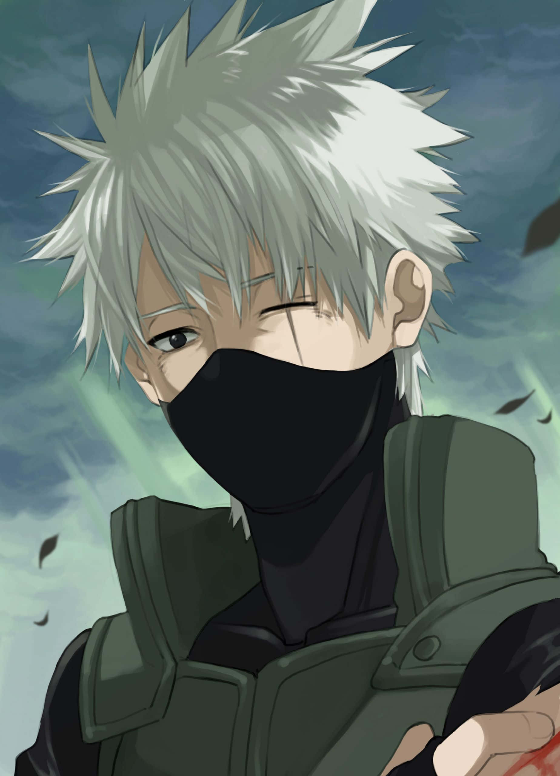 Kakashi, spiky-haired anime character, black mask, 2K Phone Wallpaper