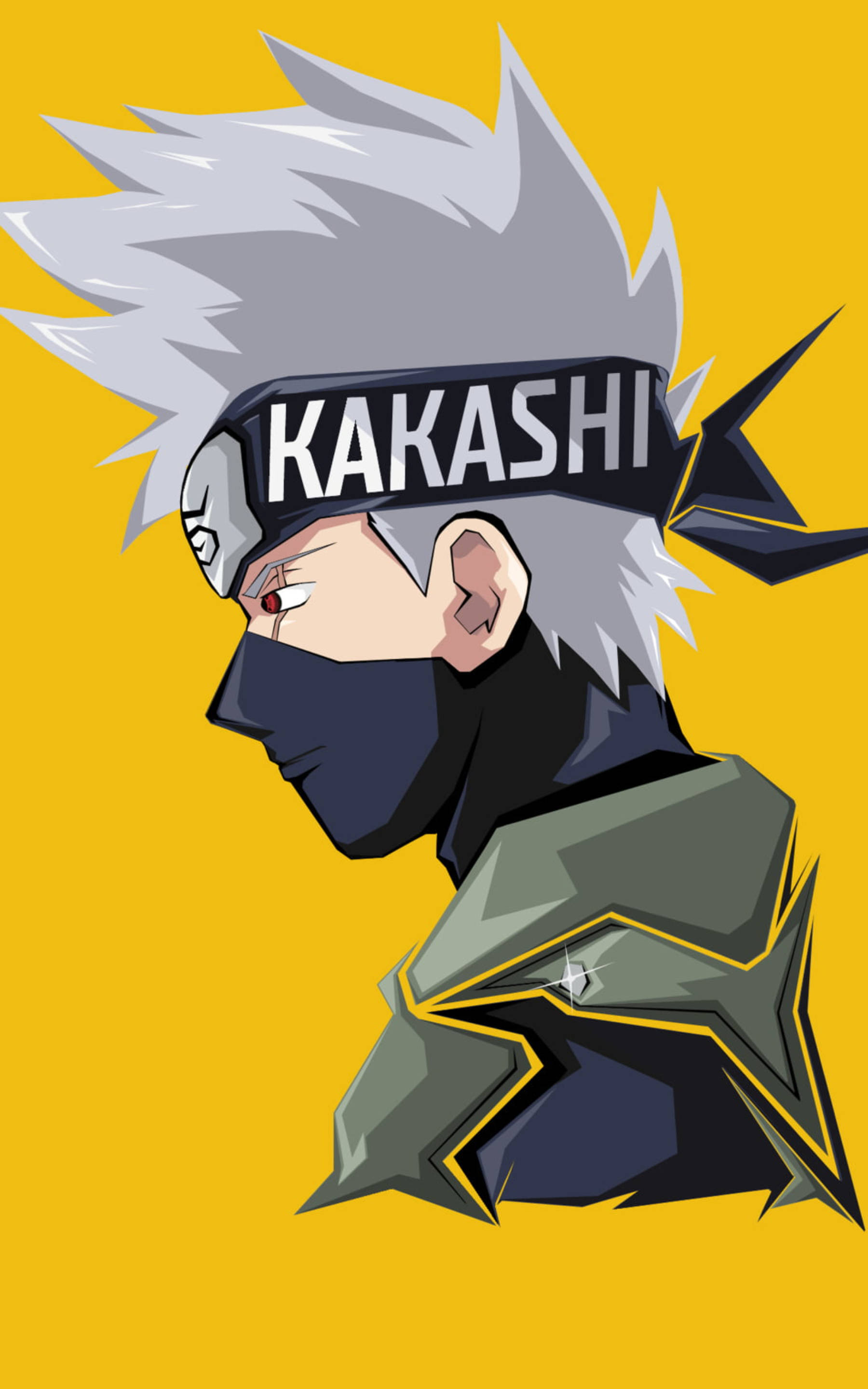 Kakashi, spiky silver hair, masked face, 2K Phone Wallpaper