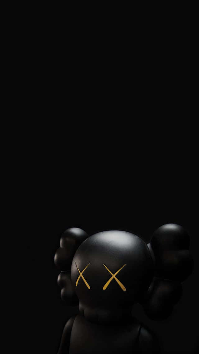 KAWS, glossy black, gold X eyes, SD Phone Wallpaper