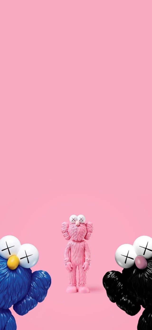 KAWS, pink, blue, HD Phone Wallpaper