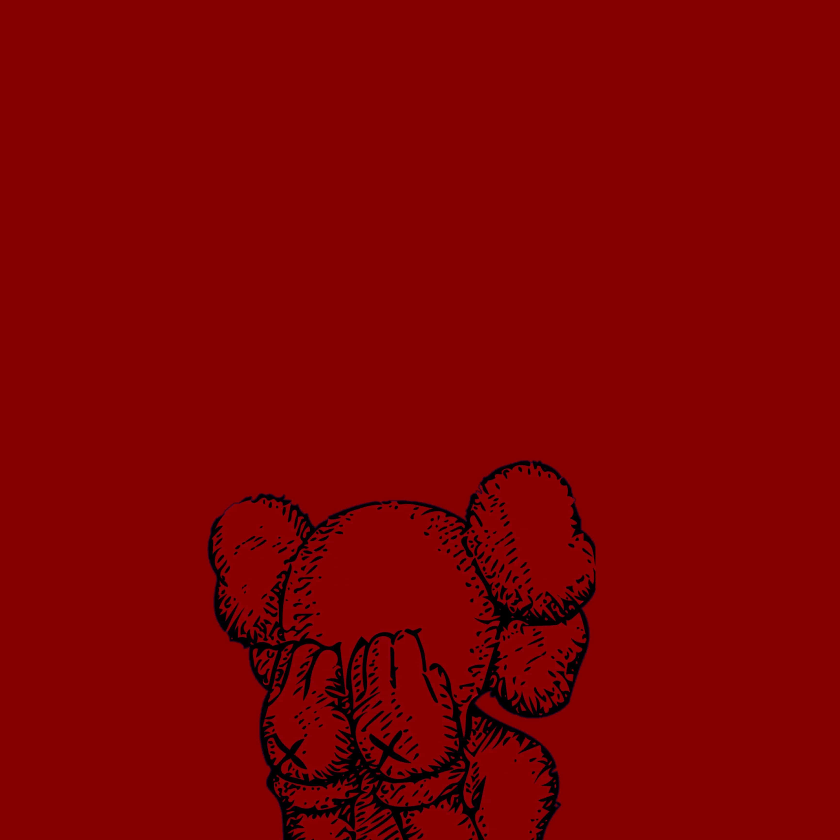 Cool Kaws, black line drawing, bear, 2K Desktop Wallpaper