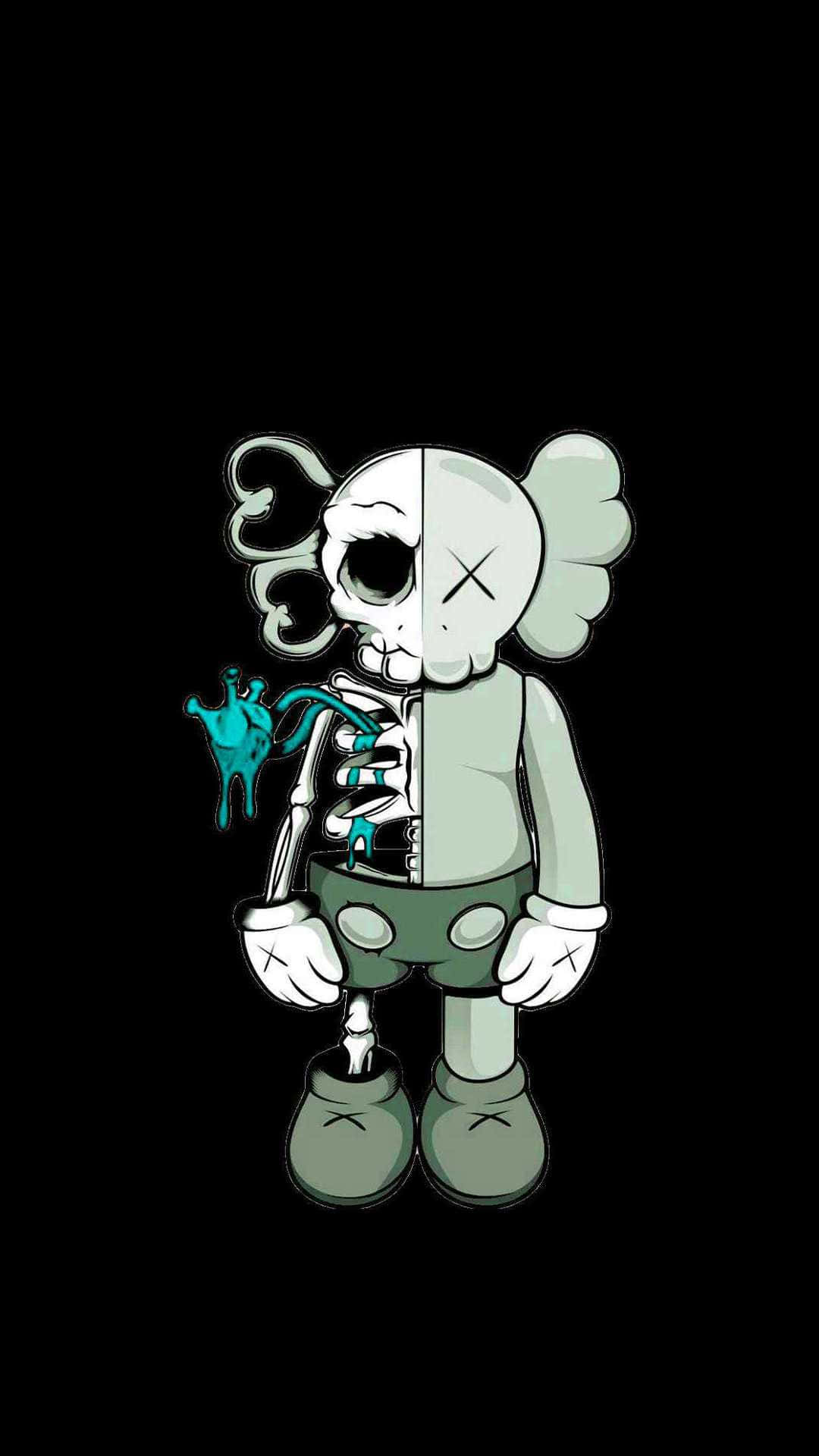 KAWS, Cool, glowing blue heart, Full HD Phone Wallpaper